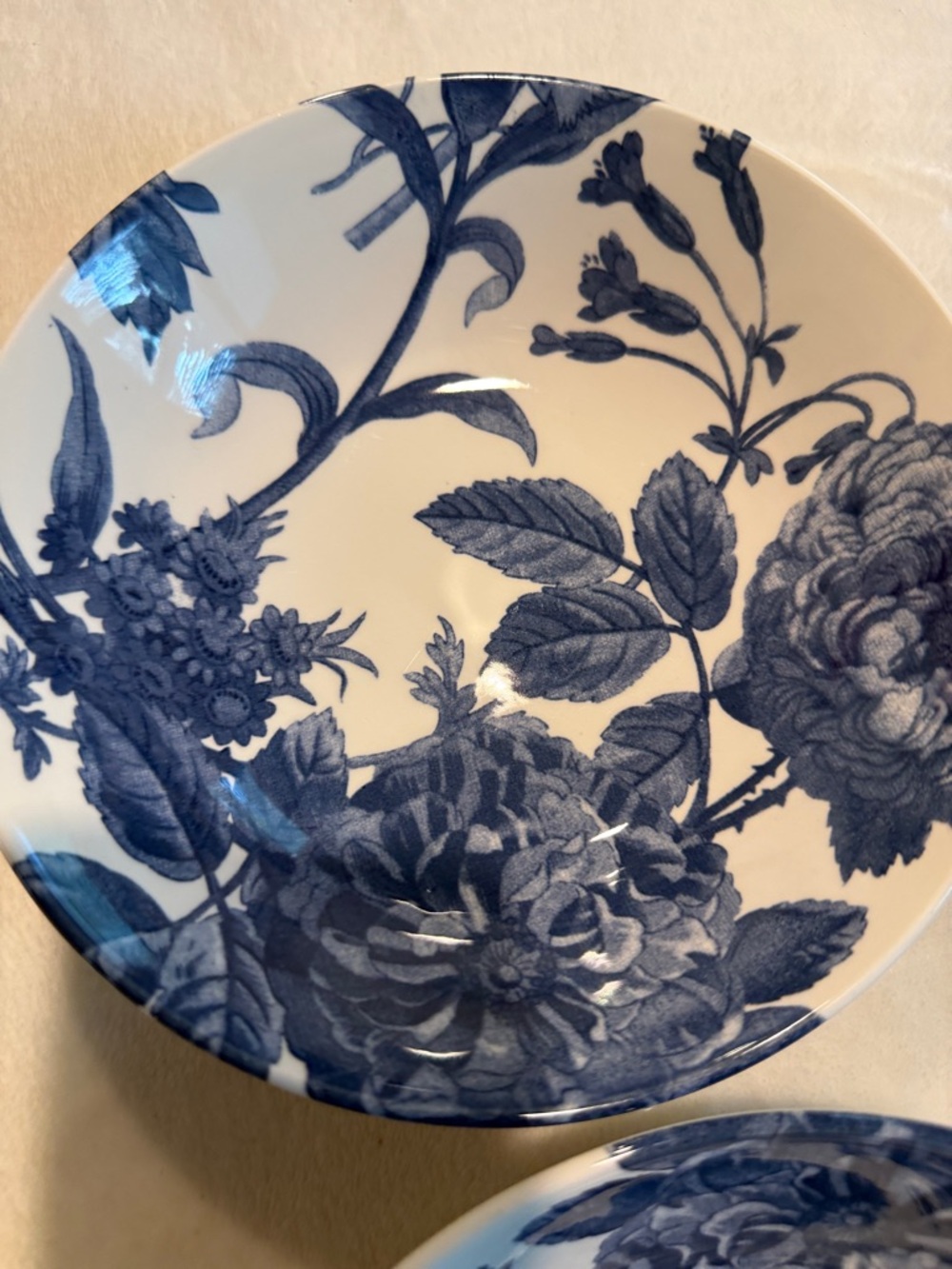 Blue Floral  Dinner Bowls - Elegant Set of 4 - Picture 3 of 8